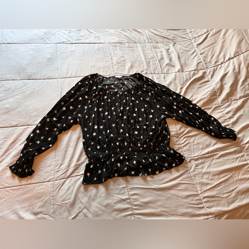 Women’s Plus Size Floral Long Sleeve Boho Top